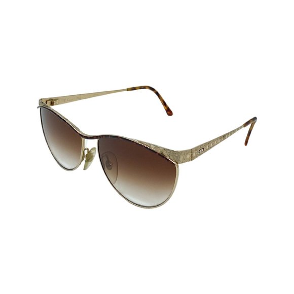 Rare 80\'s Cat Eye CHRISTIAN DIOR Sunglasses Eyewear Gold Metal Frames Brown Lens main image 10